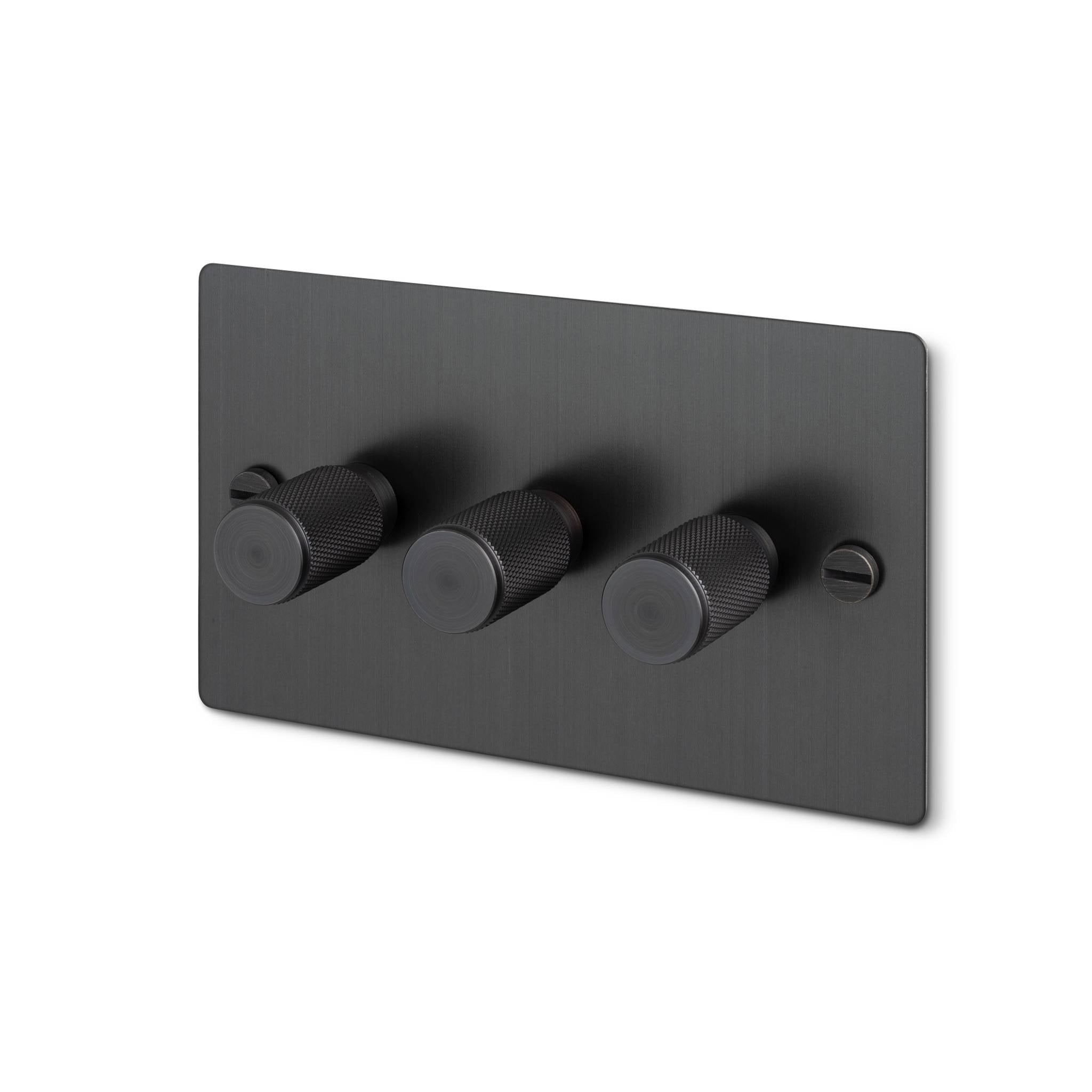 Buster + Punch 3G 120W Dimmer Switch - Smoked Bronze Back Plate & Cross Knurl