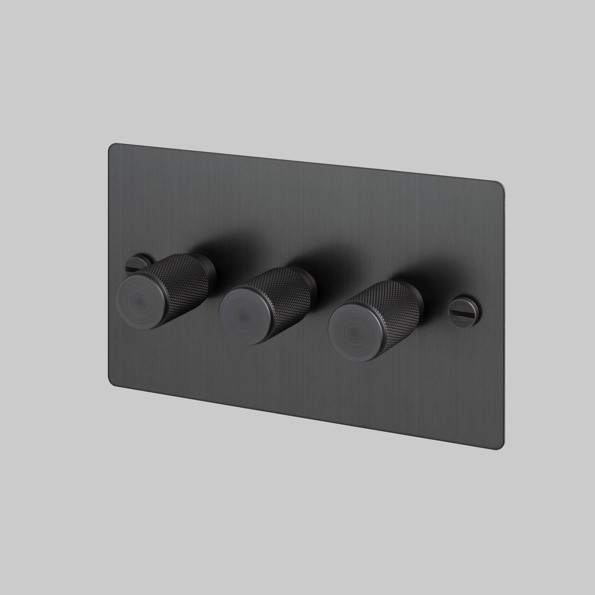 Buster + Punch 3G 120W Dimmer Switch - Smoked Bronze Back Plate & Cross Knurl