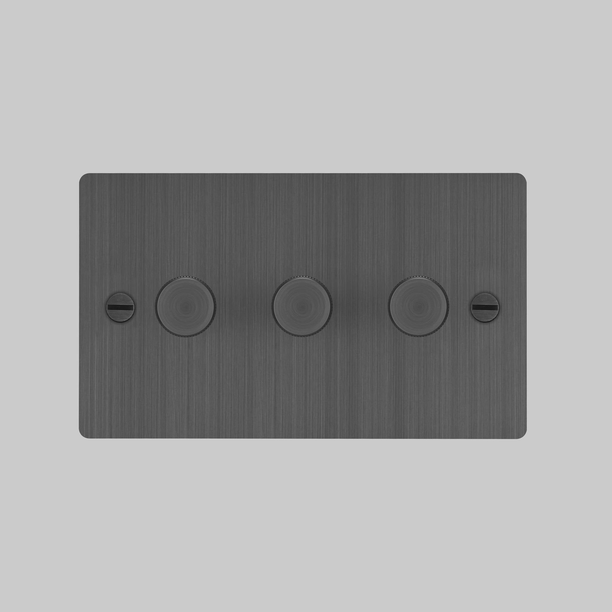 Buster + Punch 3G 120W Dimmer Switch - Smoked Bronze Back Plate & Cross Knurl