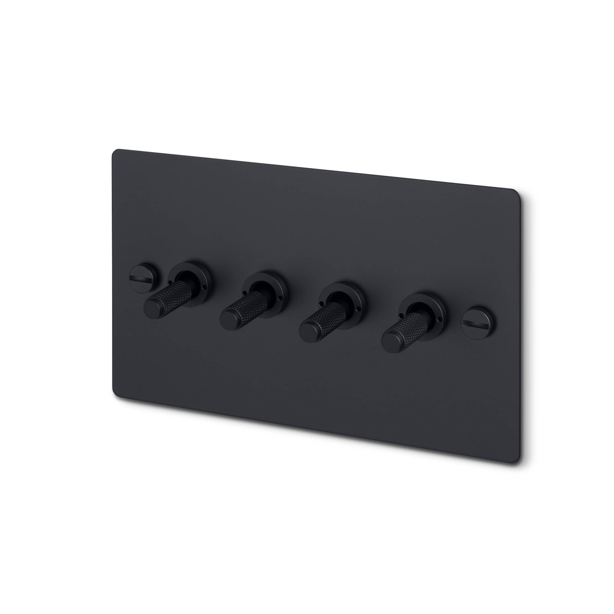 Buster + Punch 4G 2-Way Toggle Switch - Black Back Plate & Cross Knurl