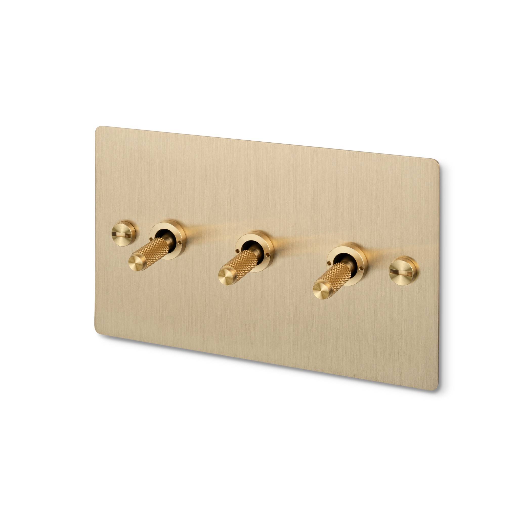 Buster + Punch 3G 2-Way Toggle Switch - Brass Back Plate & Brass Cross Knurl