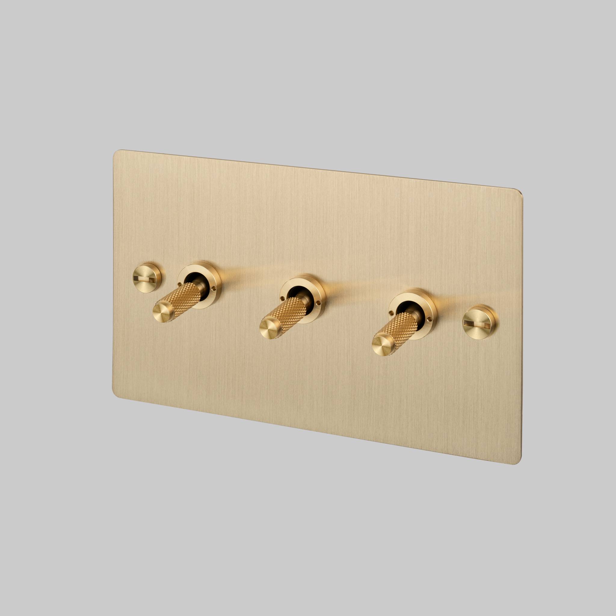 Buster + Punch 3G 2-Way Toggle Switch - Brass Back Plate & Brass Cross Knurl