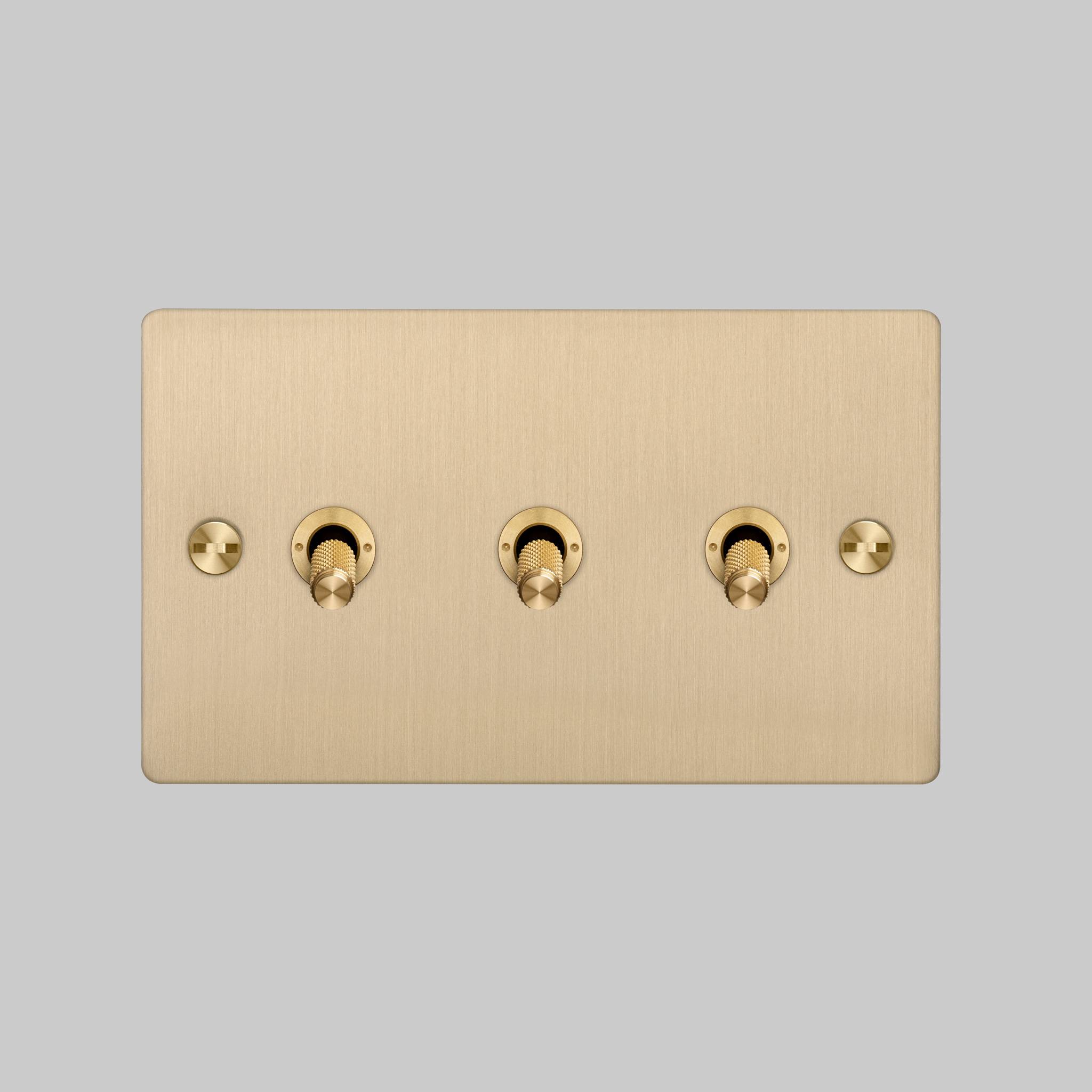 Buster + Punch 3G 2-Way Toggle Switch - Brass Back Plate & Brass Cross Knurl