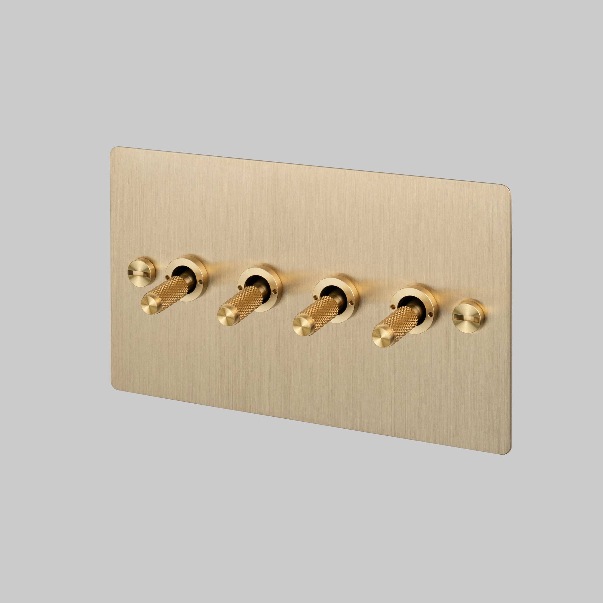 Buster + Punch 4G 2-Way Toggle Switch - Brass Back Plate & Brass Cross Knurl