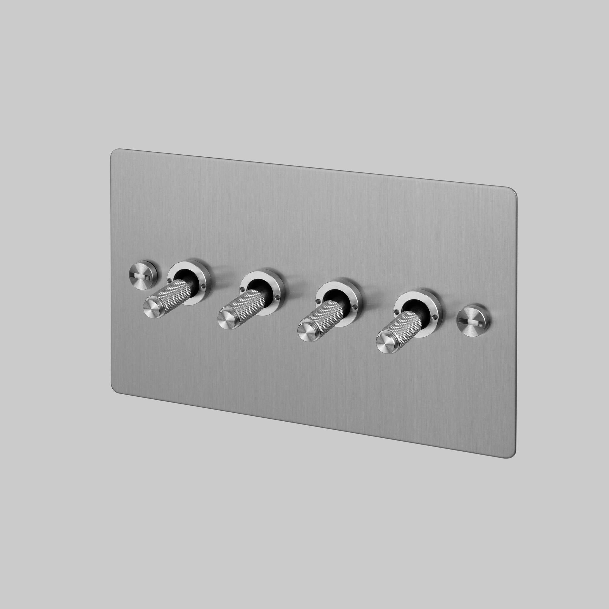 Buster + Punch 4G 2-Way Toggle Switch - Steel Back Plate & Cross Knurl