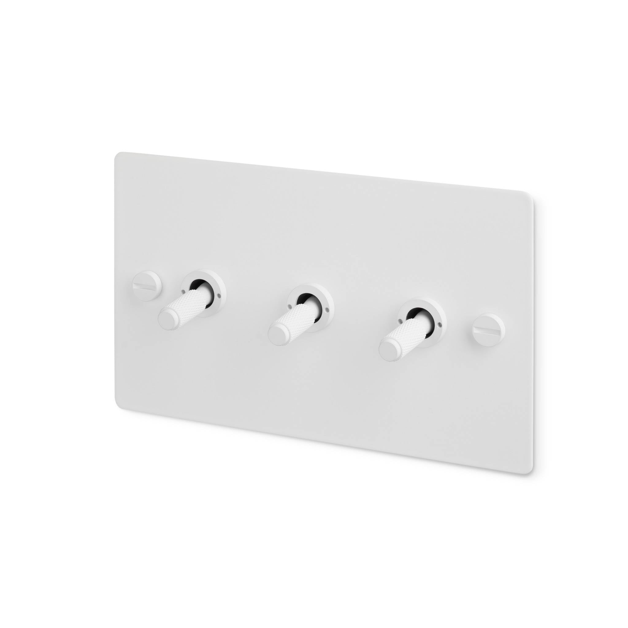 Buster + Punch 3G 2-Way Toggle Switch - White Back Plate & Cross Knurl
