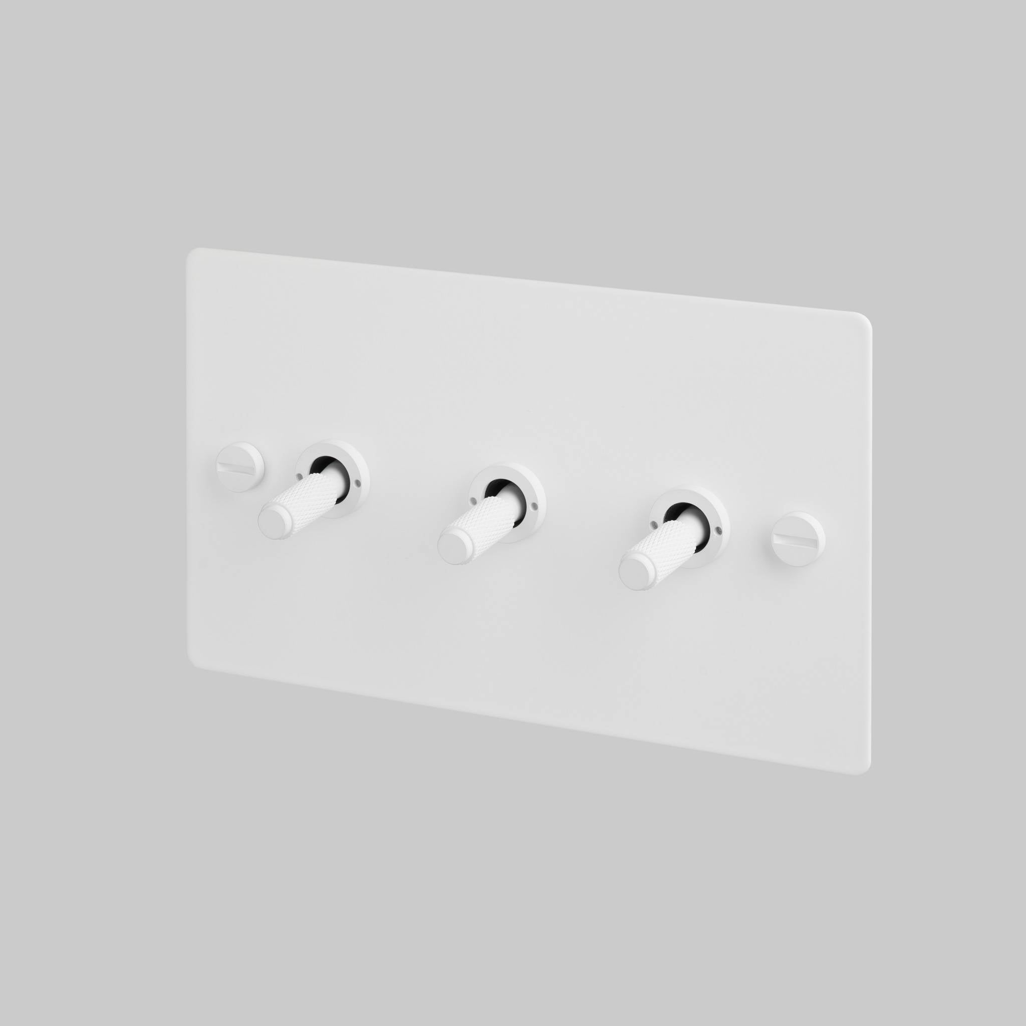 Buster + Punch 3G 2-Way Toggle Switch - White Back Plate & Cross Knurl