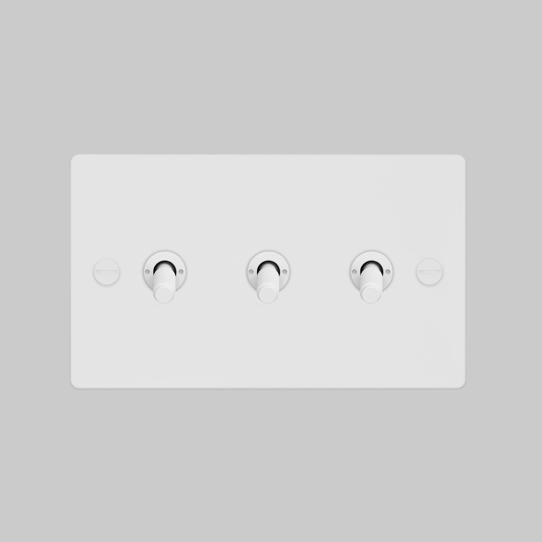 Buster + Punch 3G 2-Way Toggle Switch - White Back Plate & Cross Knurl