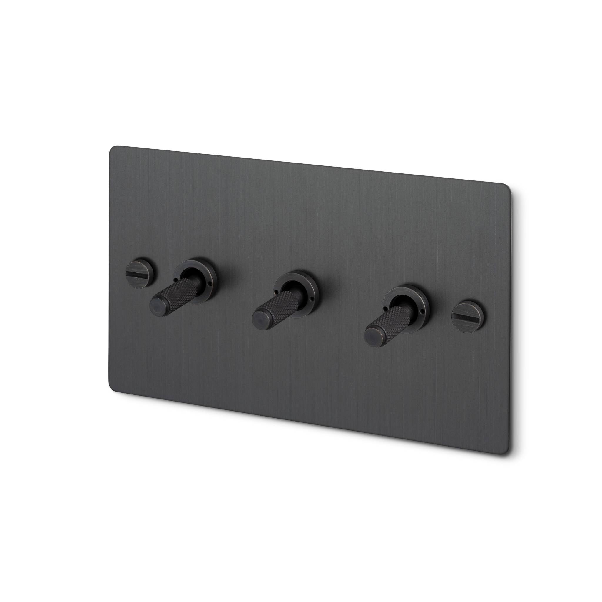 Buster + Punch 3G 2-Way Toggle Switch - Smoked Bronze Back Plate & Cross Knurl