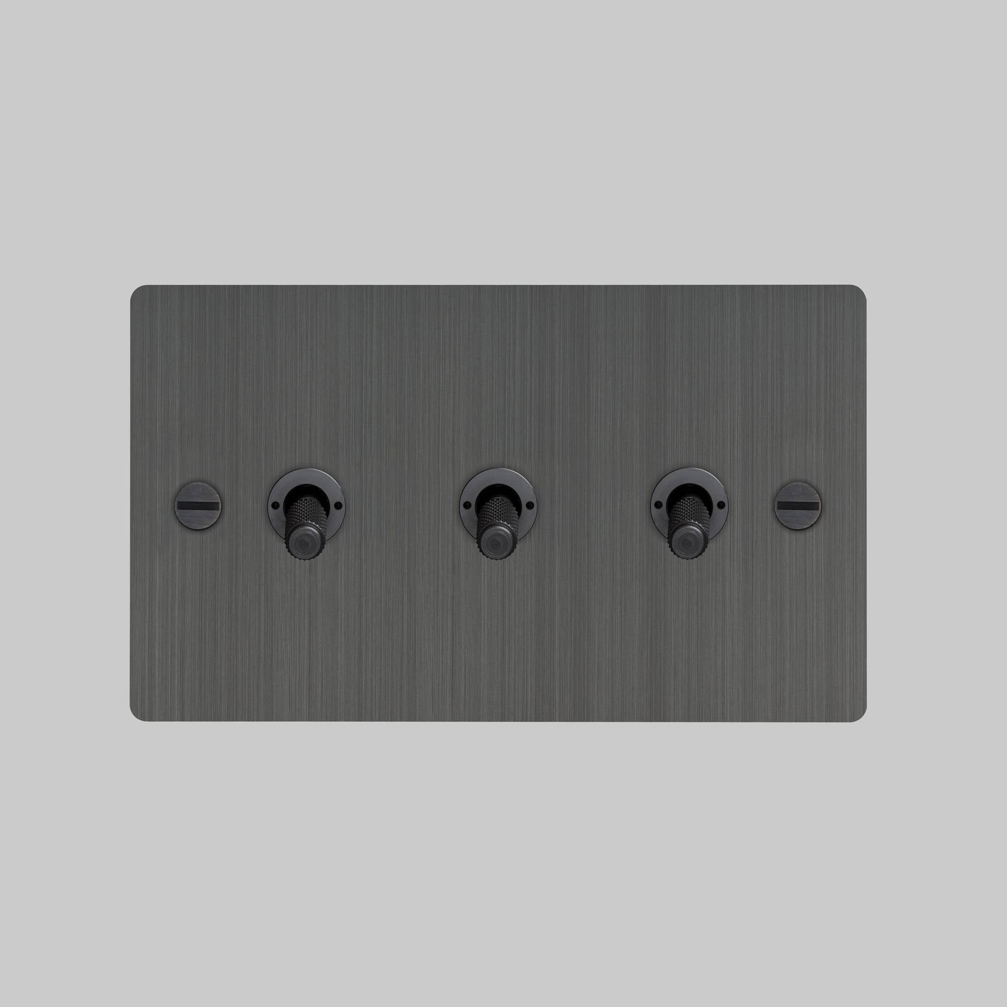Buster + Punch 3G 2-Way Toggle Switch - Smoked Bronze Back Plate & Cross Knurl