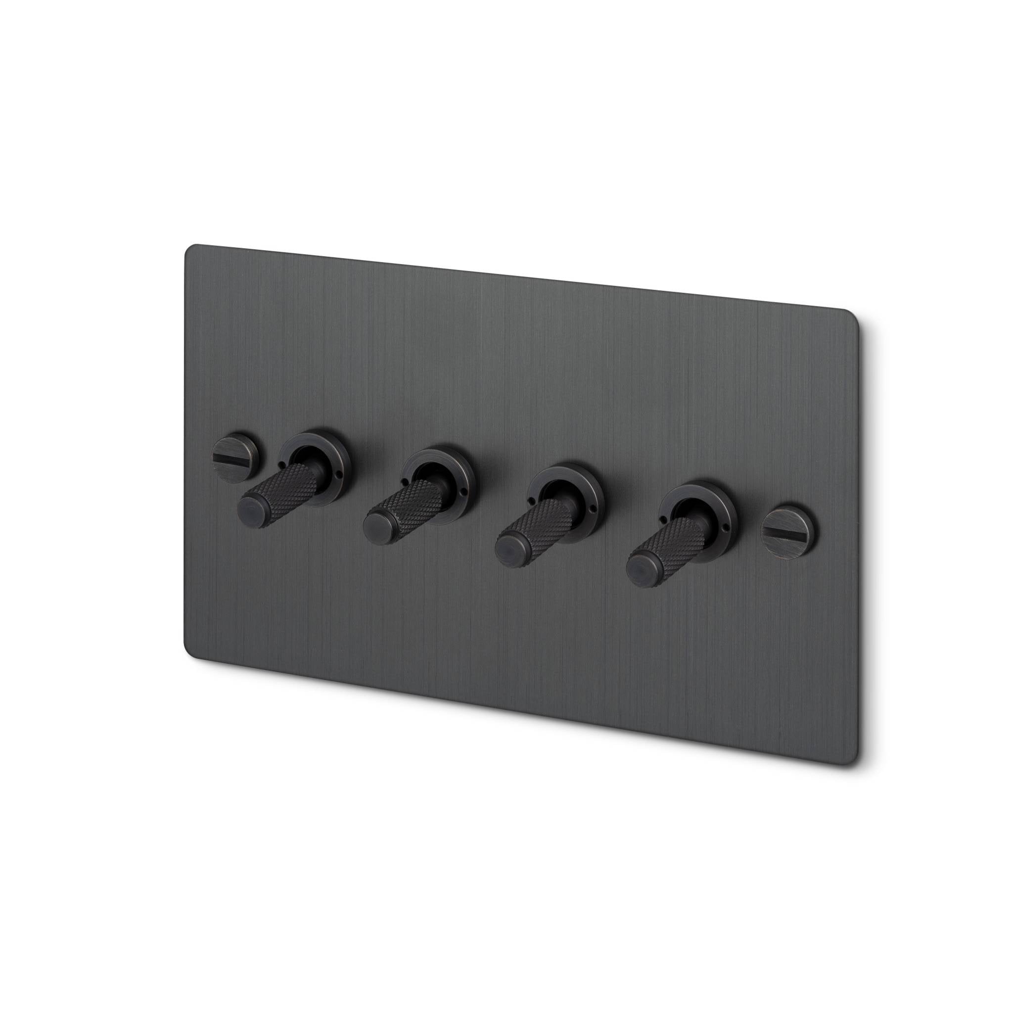 Buster + Punch 4G 2-Way Toggle Switch - Smoked Bronze Back Plate & Cross Knurl