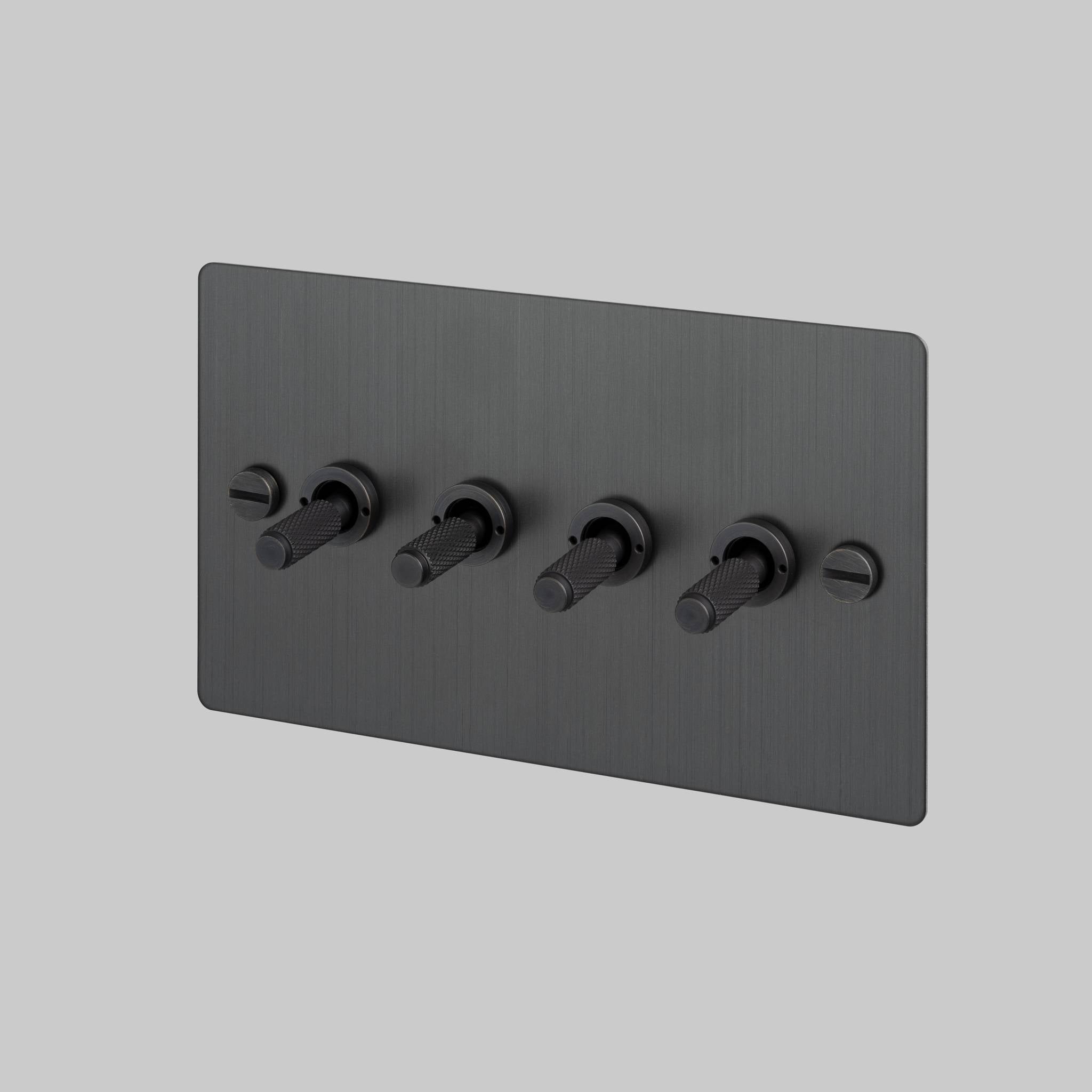 Buster + Punch 4G 2-Way Toggle Switch - Smoked Bronze Back Plate & Cross Knurl