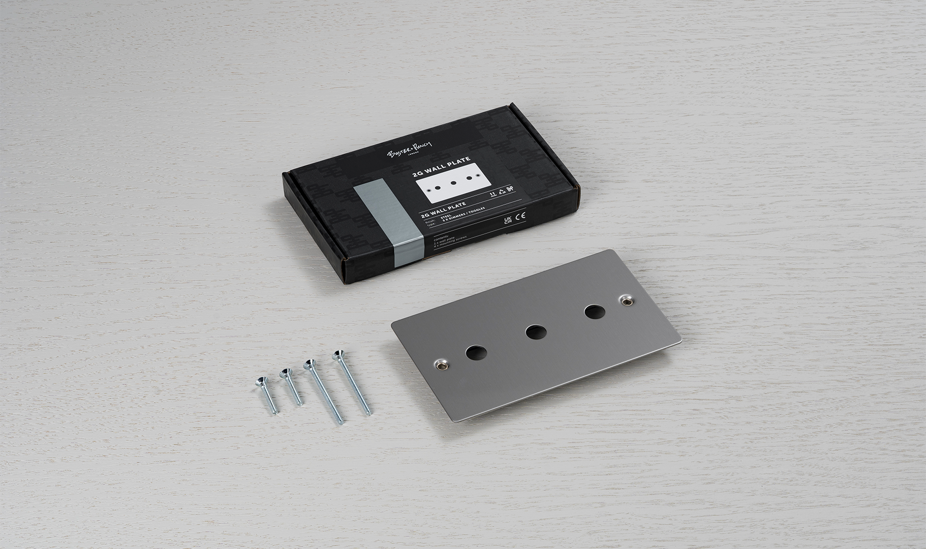 Buster + Punch 2G Wall Plate for 3 Dimmers or Toggles