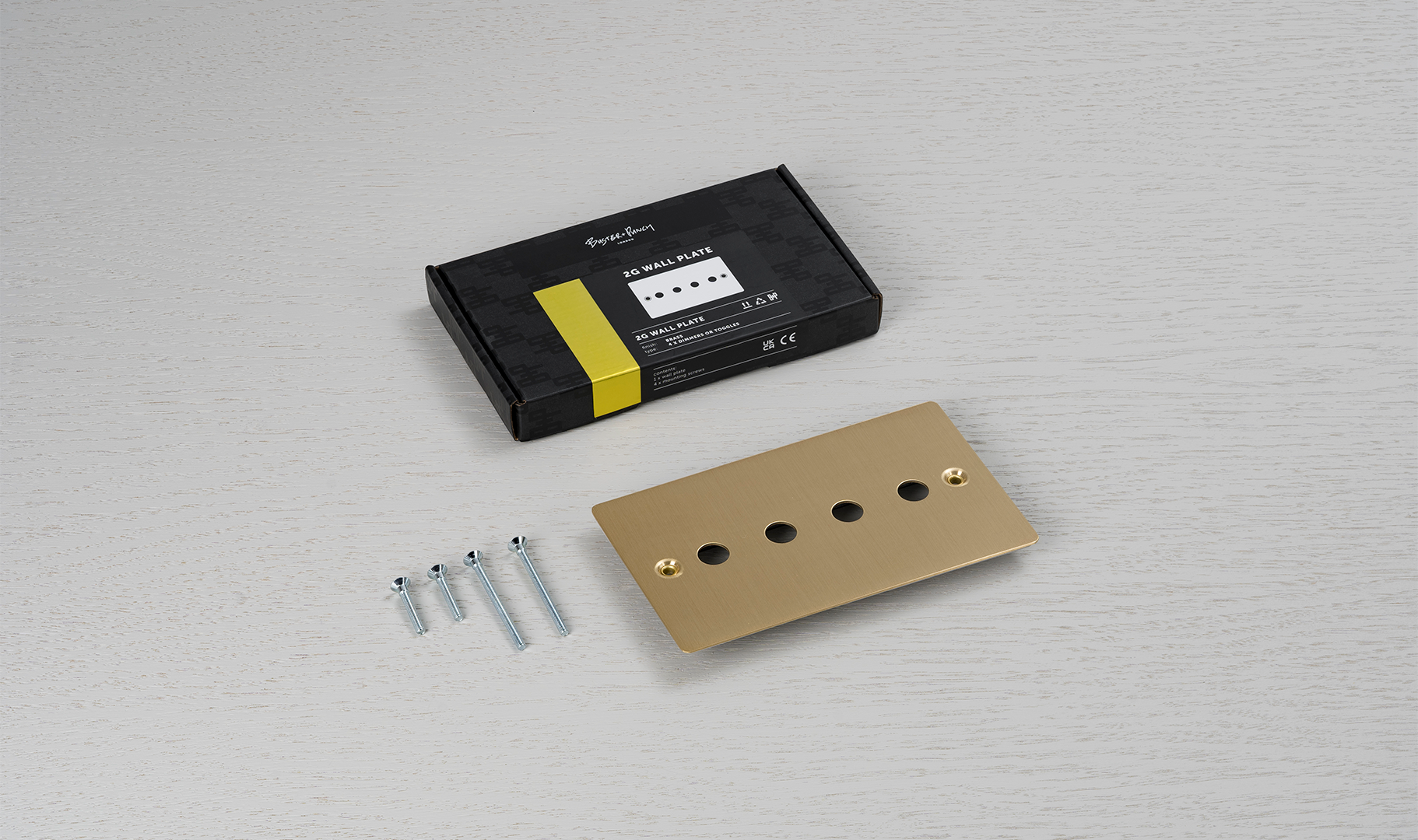 Buster + Punch 2G Wall Plate for 4 Dimmers or Toggles