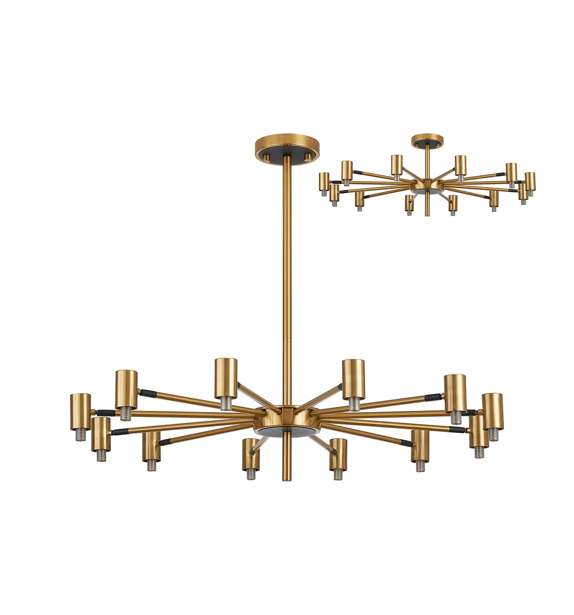 Bradley Fixed Pendant & Semi Flush Adjustable Arms 12 Light - Brass & Black