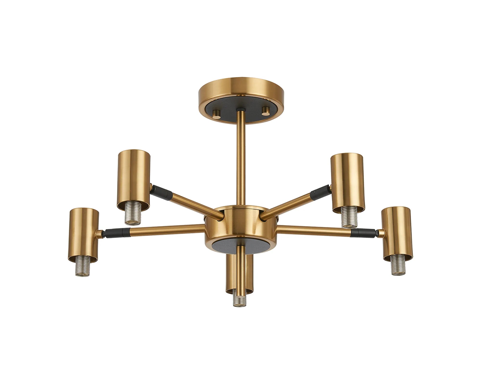 Bradley Semi Ceiling Adjustable Arms 5 Light - Brass & Black