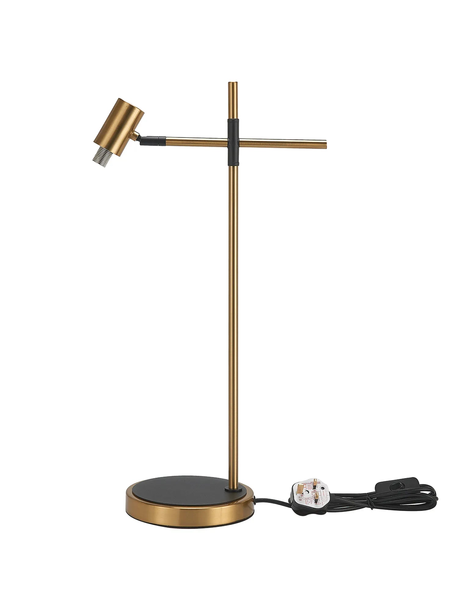 Bradley Table Light - Adjustable Arm without Shade - Brass & Black