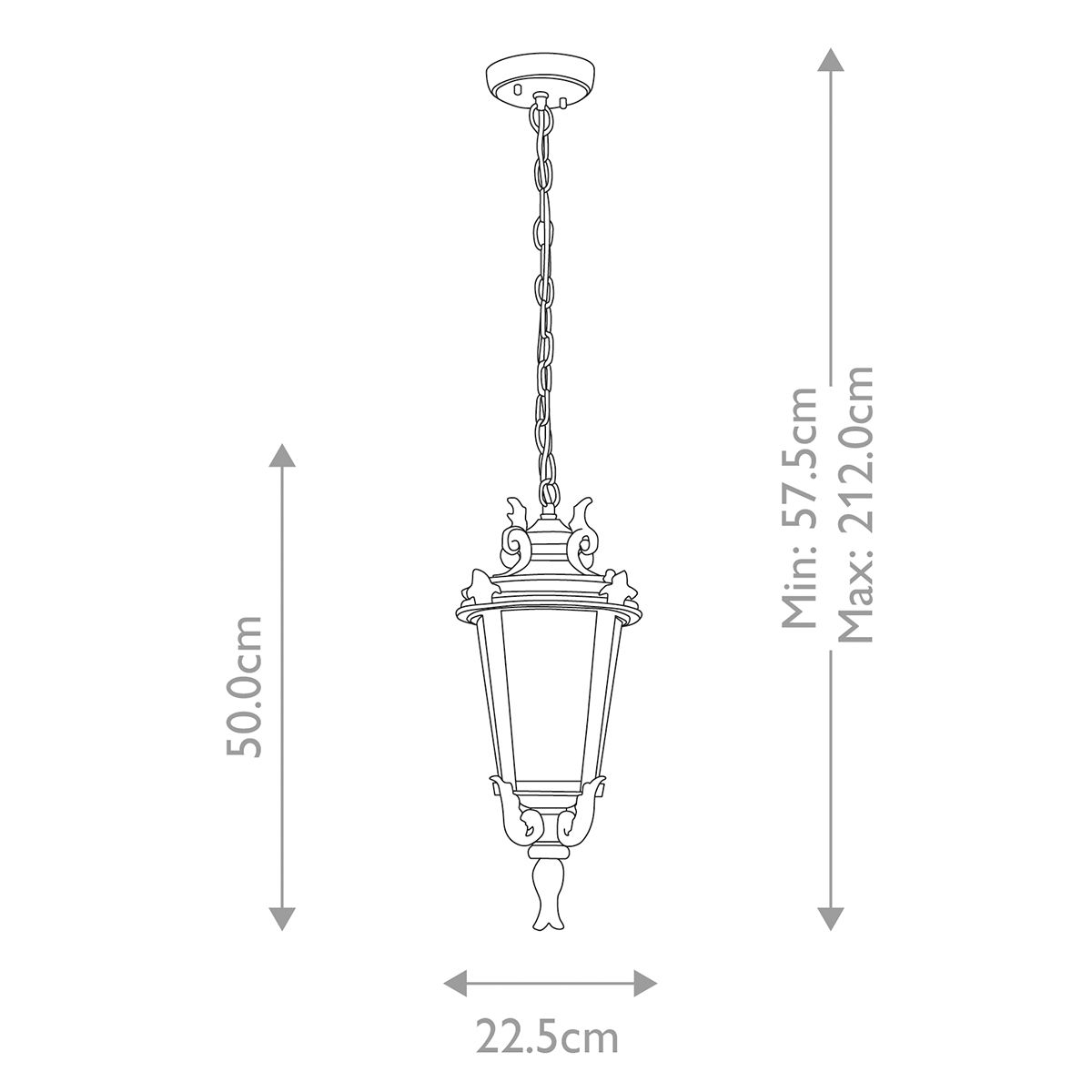 Elstead Baltimore Single Medium Chain Lantern - Weathered Bronze