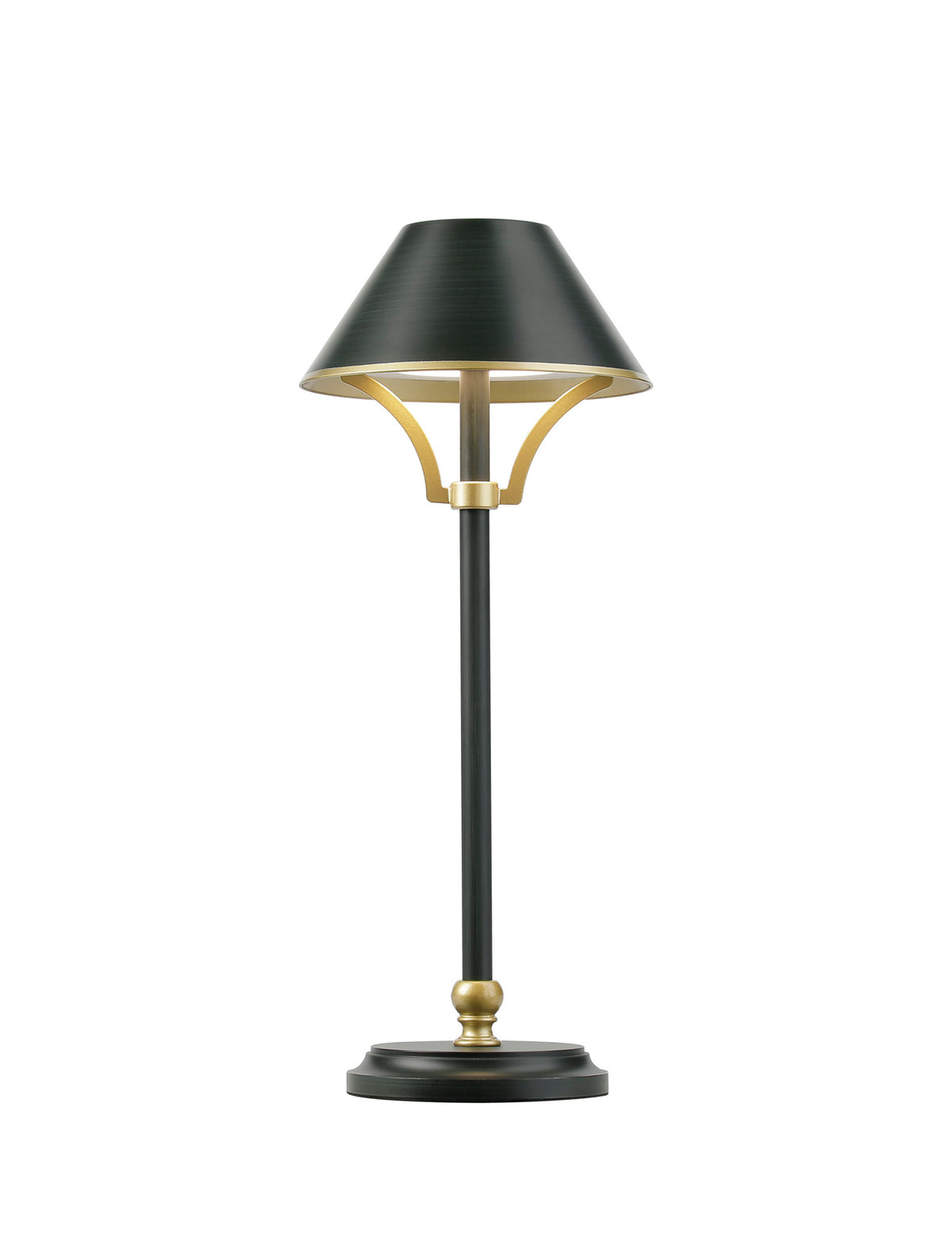 Fabula Buckingham Table Lamp Rechargeable Battery Operated 3-Step Dimming – 15 cm – Dark Green & Gold 15 cm