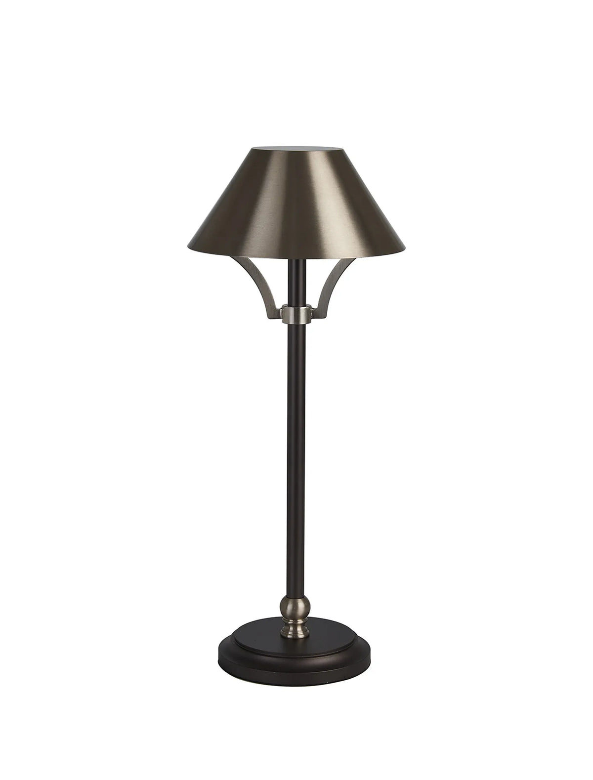 Fabula Buckingham Rechargeable Table Lamp – 15 cm – Dark Grey, Bronze & Satin Nickel