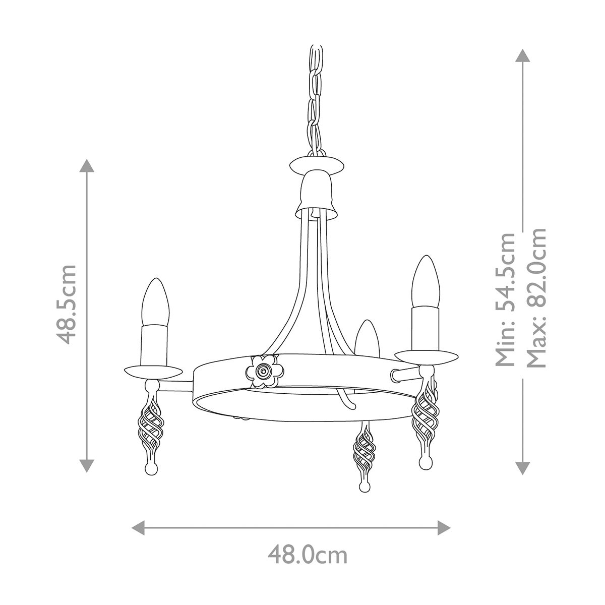 Elstead Belfry 3 Light Chandelier - Black