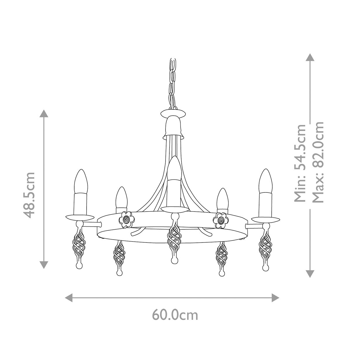 Elstead Belfry 5 Light Chandelier - Black