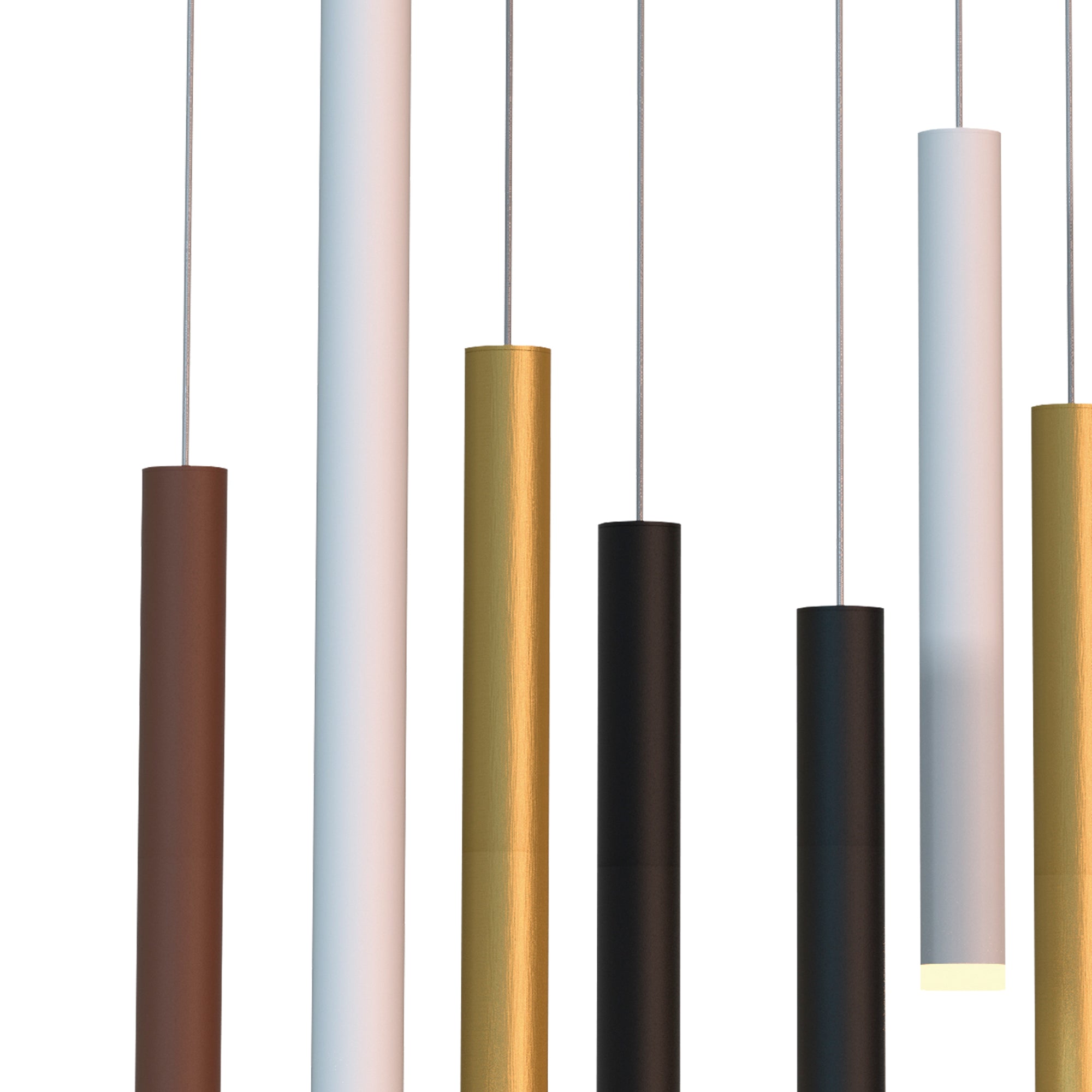 Mantra Cala Rectangle 8 Light Pendant - Sand White, Sand Black, Gold & Rust Brown