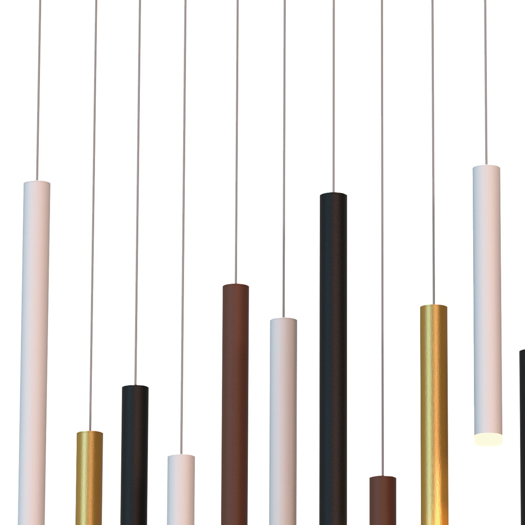 Mantra Cala Rectangle 14 Light Pendant - Sand White, Sand Black, Gold & Rust Brown