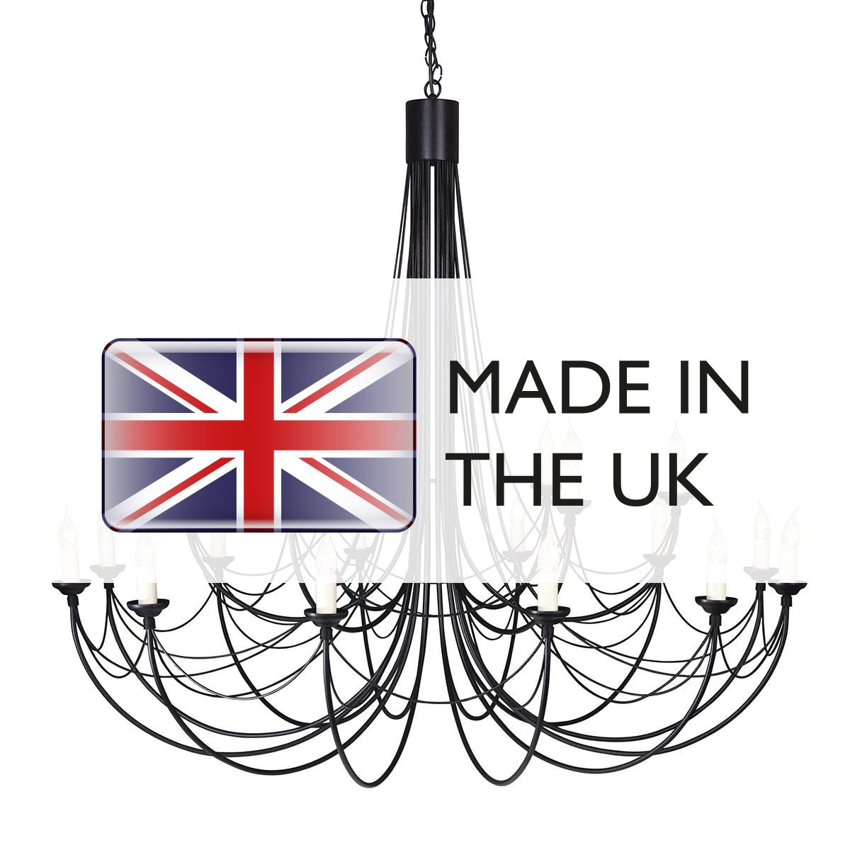 Elstead Carisbrooke 18 Light Chandelier - Black