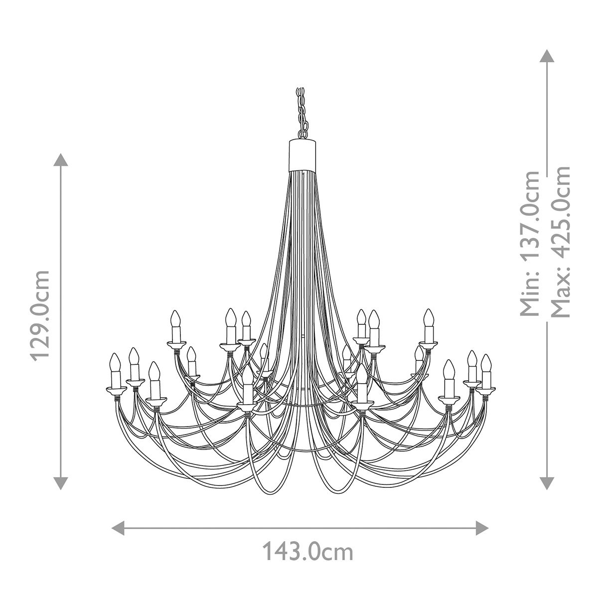 Elstead Carisbrooke 18 Light Chandelier - Black