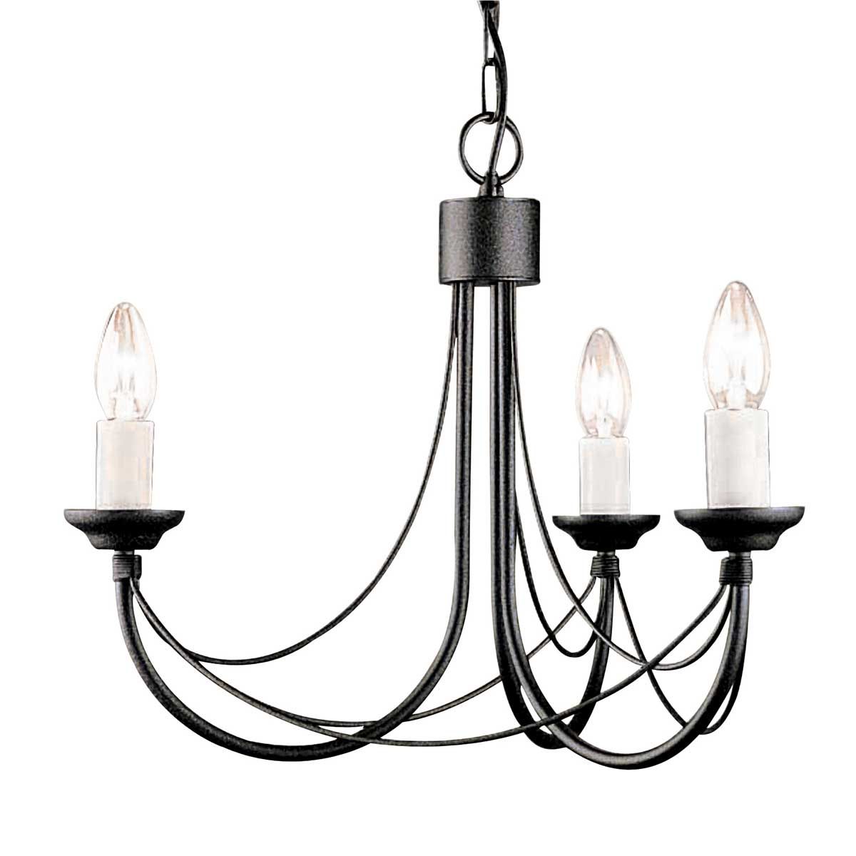 Elstead Carisbrooke 3 Light Chandelier - Black