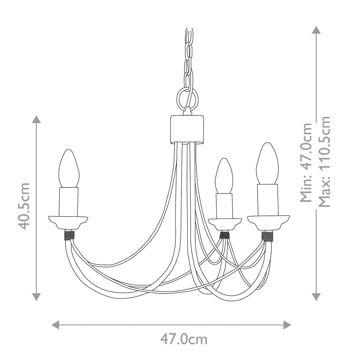 Elstead Carisbrooke 3 Light Chandelier - Black