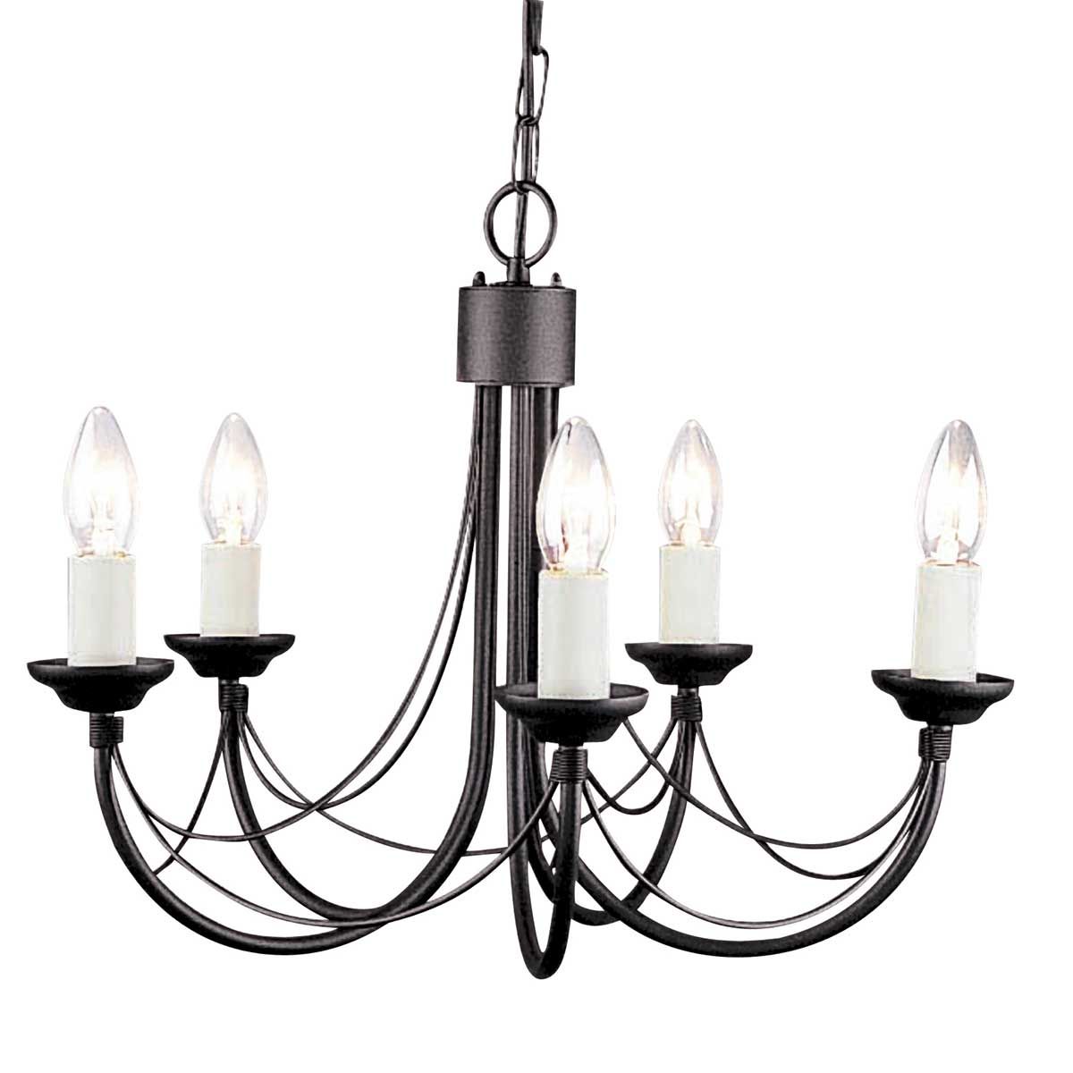 Elstead Carisbrooke 5 Light Chandelier - Black
