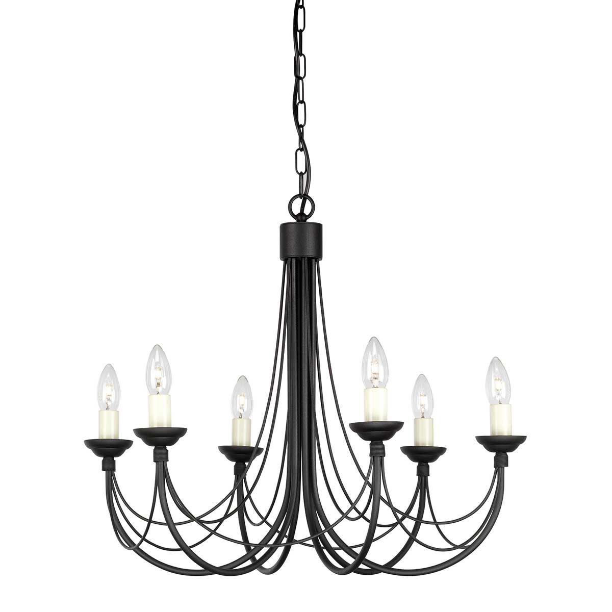 Elstead Carisbrooke 6 Light Chandelier - Black