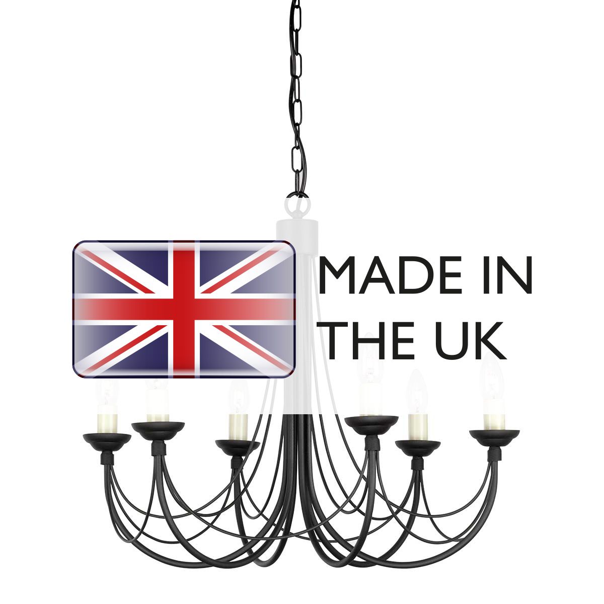 Elstead Carisbrooke 6 Light Chandelier - Black