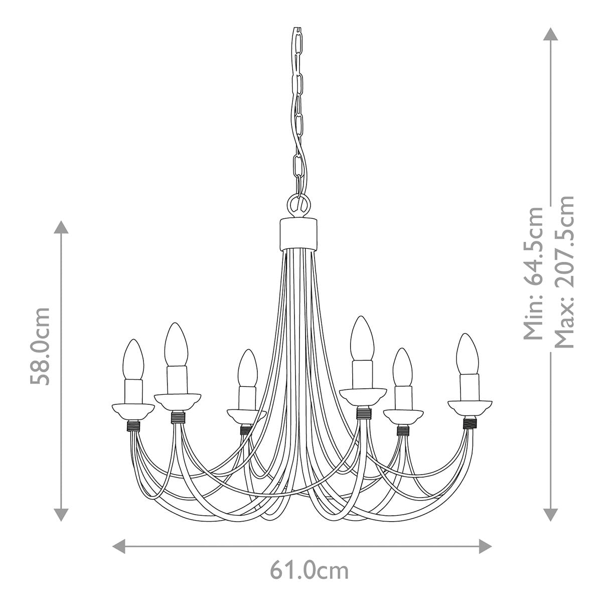 Elstead Carisbrooke 6 Light Chandelier - Black