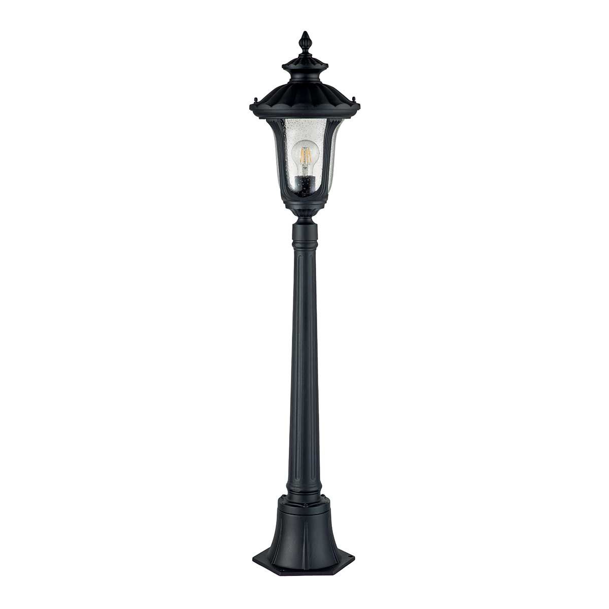 Elstead Chicago Single Small Pillar Lantern - Textured Black