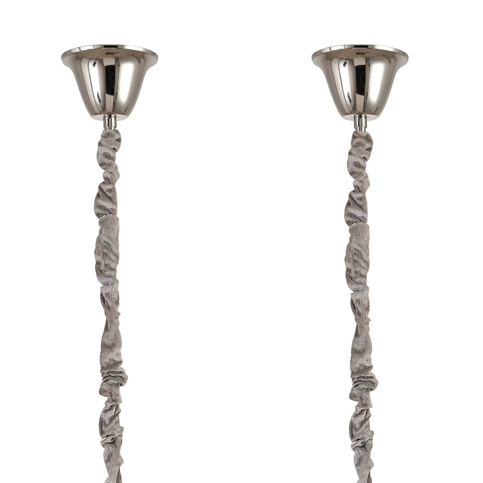 Cedar 180 x 40cm Linear Pendant With Bell Cup 9 Light - Polished Nickel & Cognac Sculpted Glass