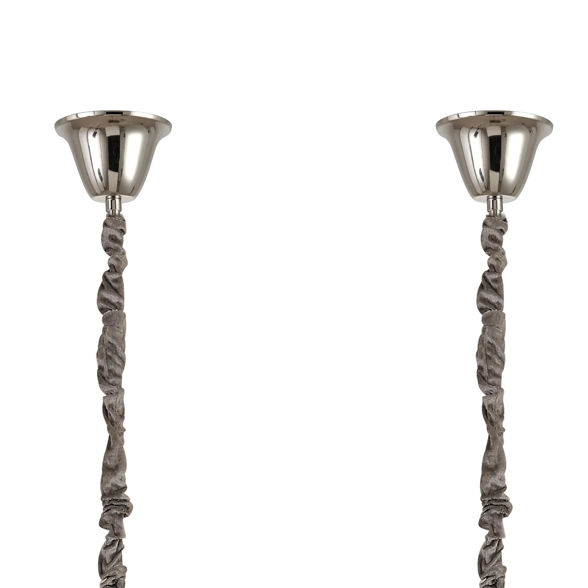 Cedar 200 x 40cm Linear Pendant With Bell Cup 10 Light - Polished Nickel & Smoked Sculpted Glass