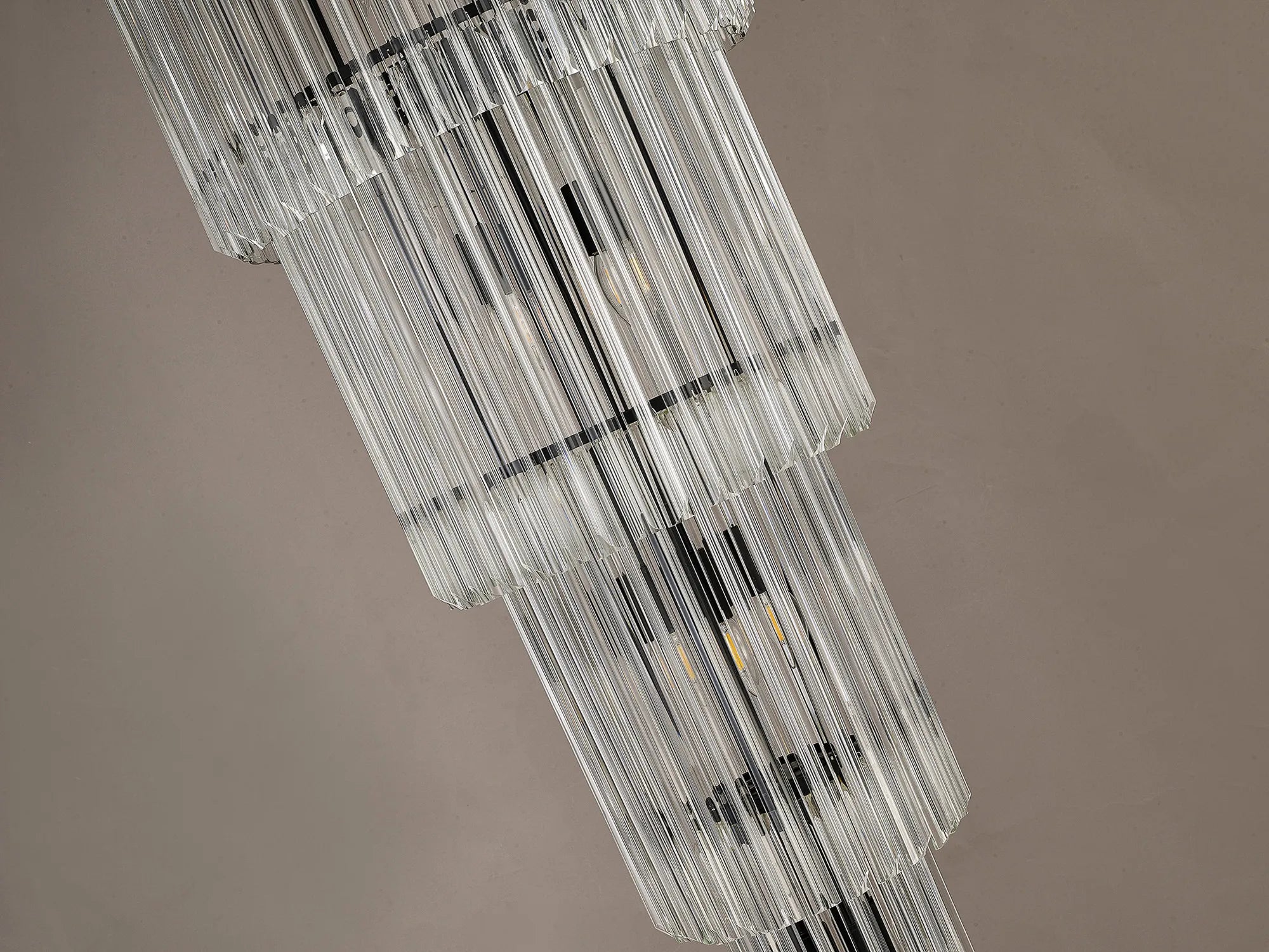 Cedar 50cm 5 Tier Pendant 18 Light - Matt Black & Clear