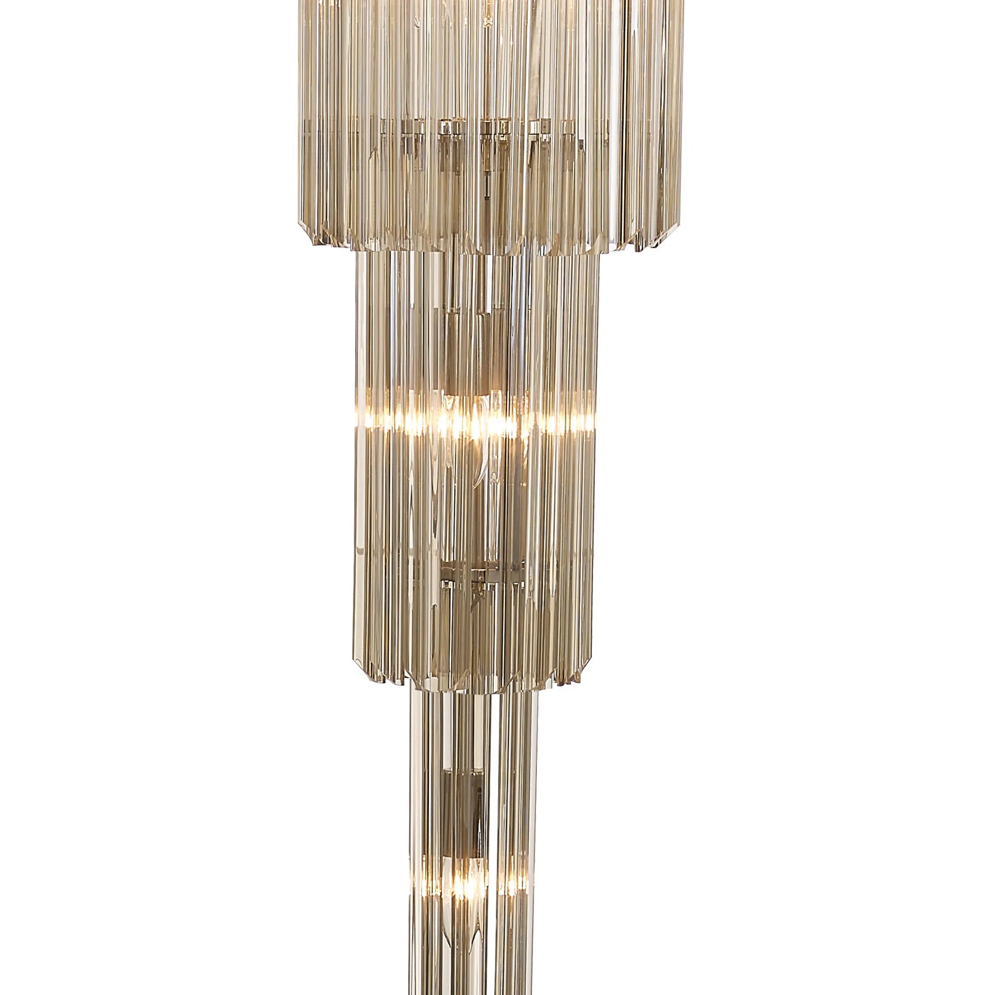 Cedar 50cm 5 Tier Pendant 18 Light - Polished Nickel & Cognac