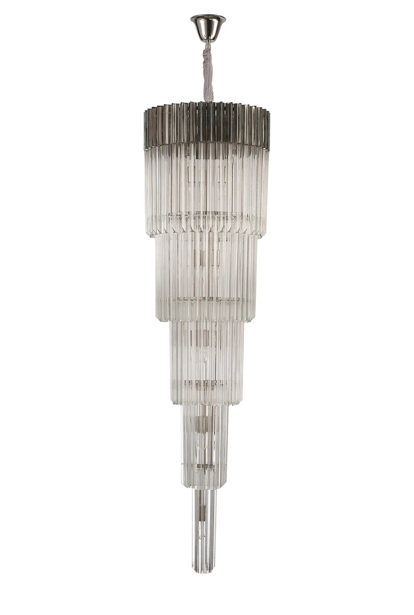 Cedar 50cm 5 Tier Pendant 18 Light - Polished Nickel & Clear