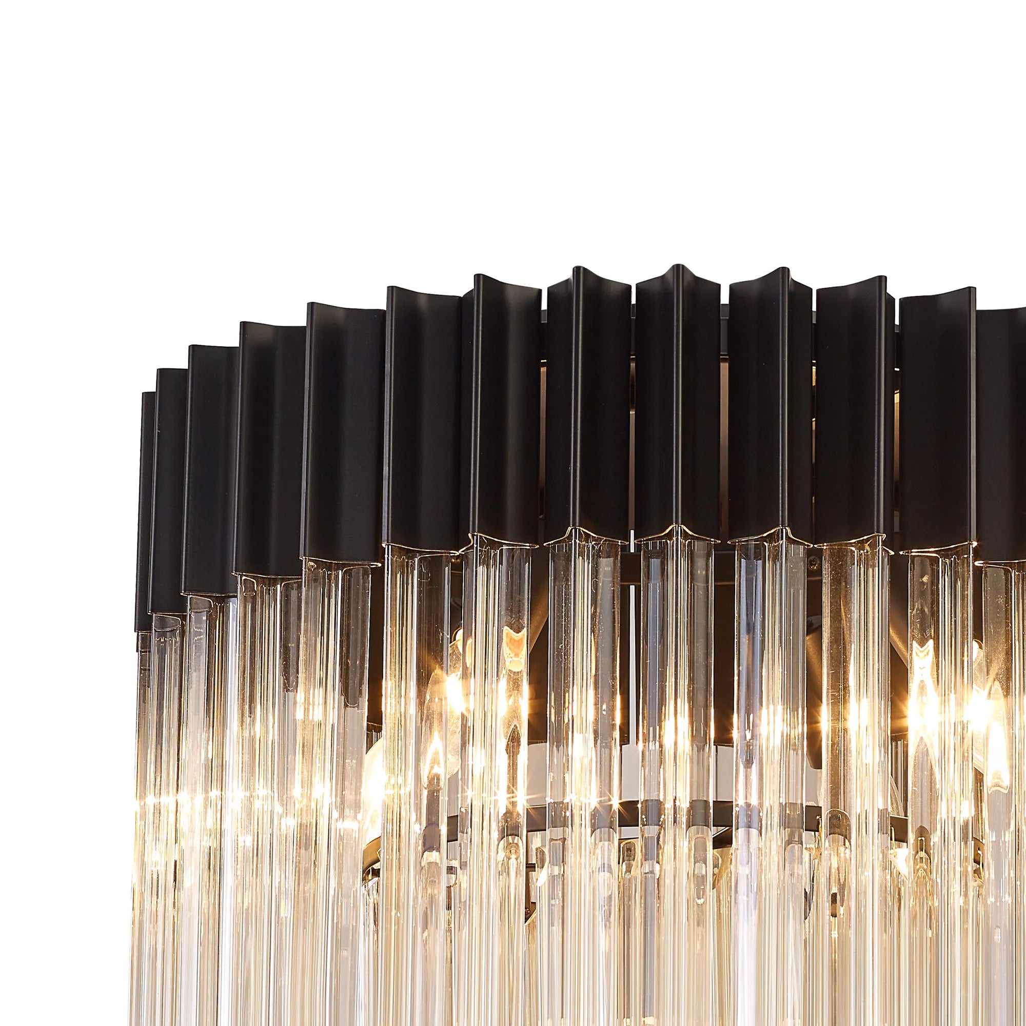 Cedar 45cm Flush Ceiling Round 5 Light - Matt Black & Cognac