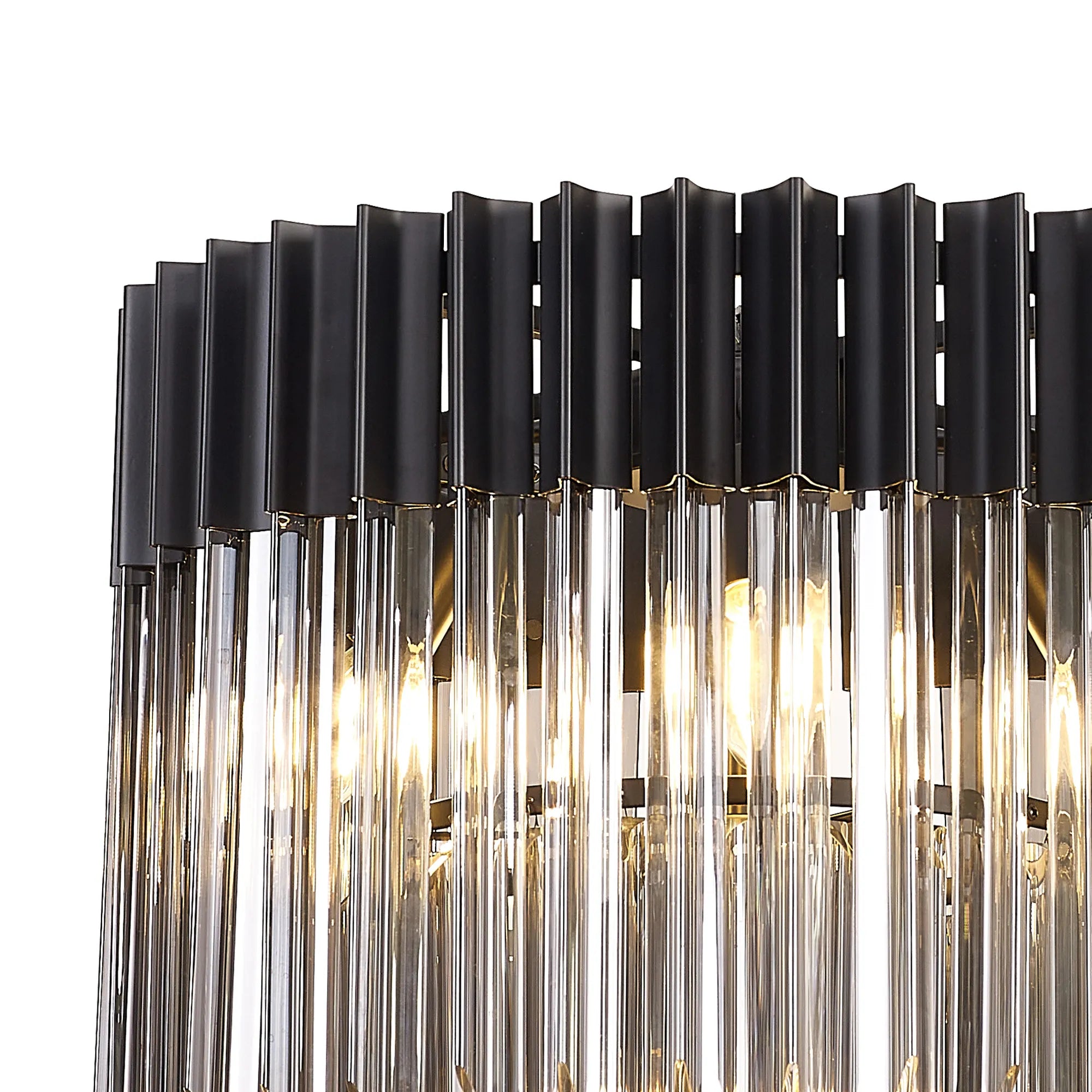 Cedar 45cm Flush Ceiling Round 5 Light - Matt Black & Smoked
