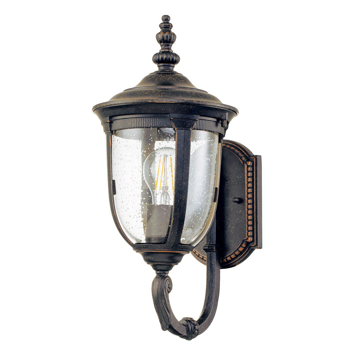 Elstead Cleveland Single Small Up Wall Lantern - Weathered Bronze