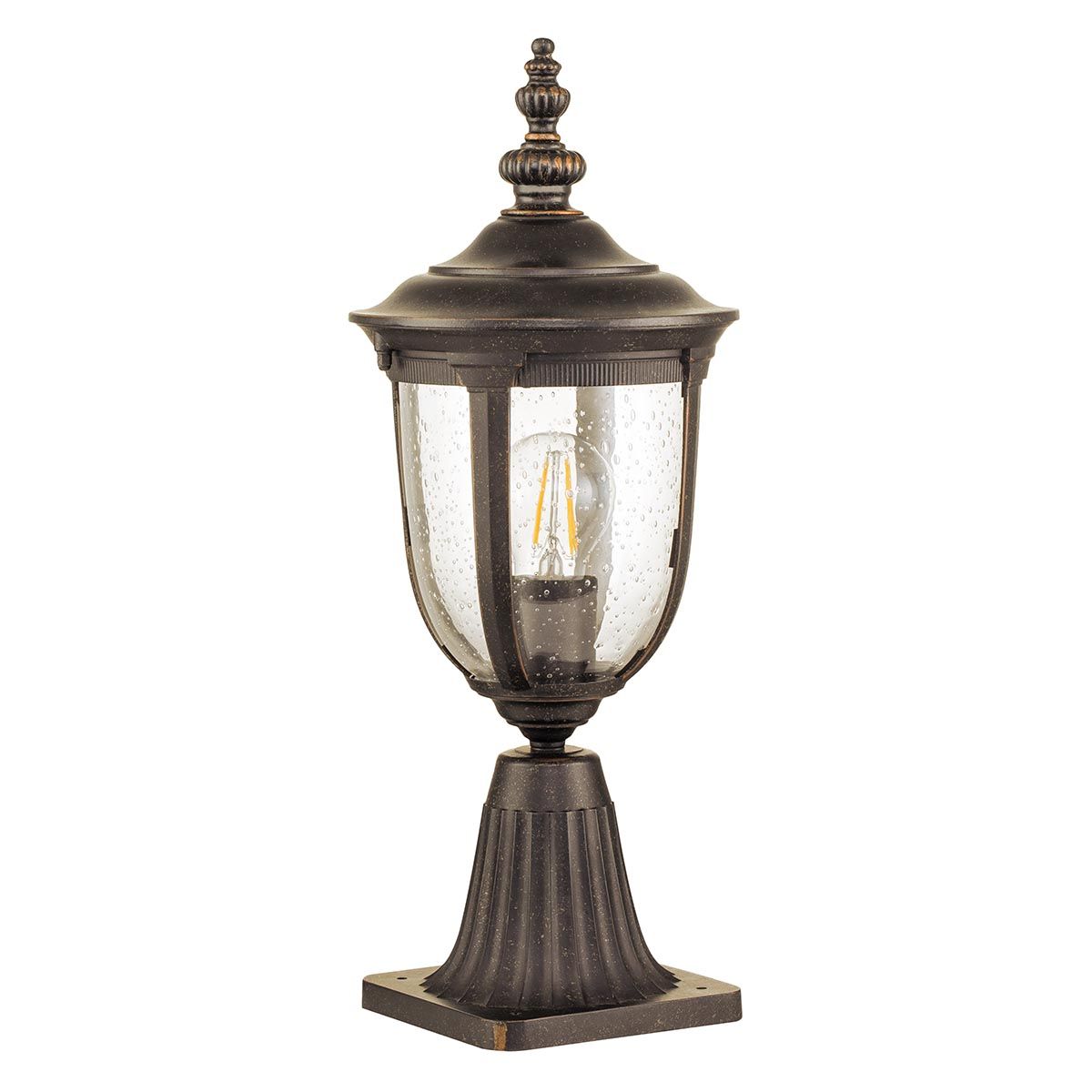 Elstead Cleveland Single Small Pedestal Lantern - Weathered Bronze