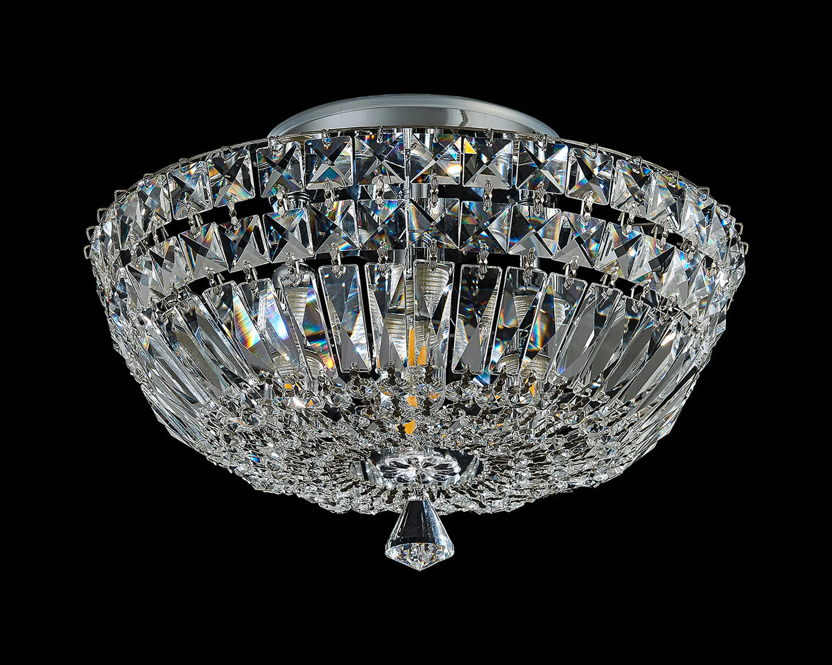 Fabula Cora Flush Ceiling Light – 31 cm – Polished Chrome & Crystal – IP44