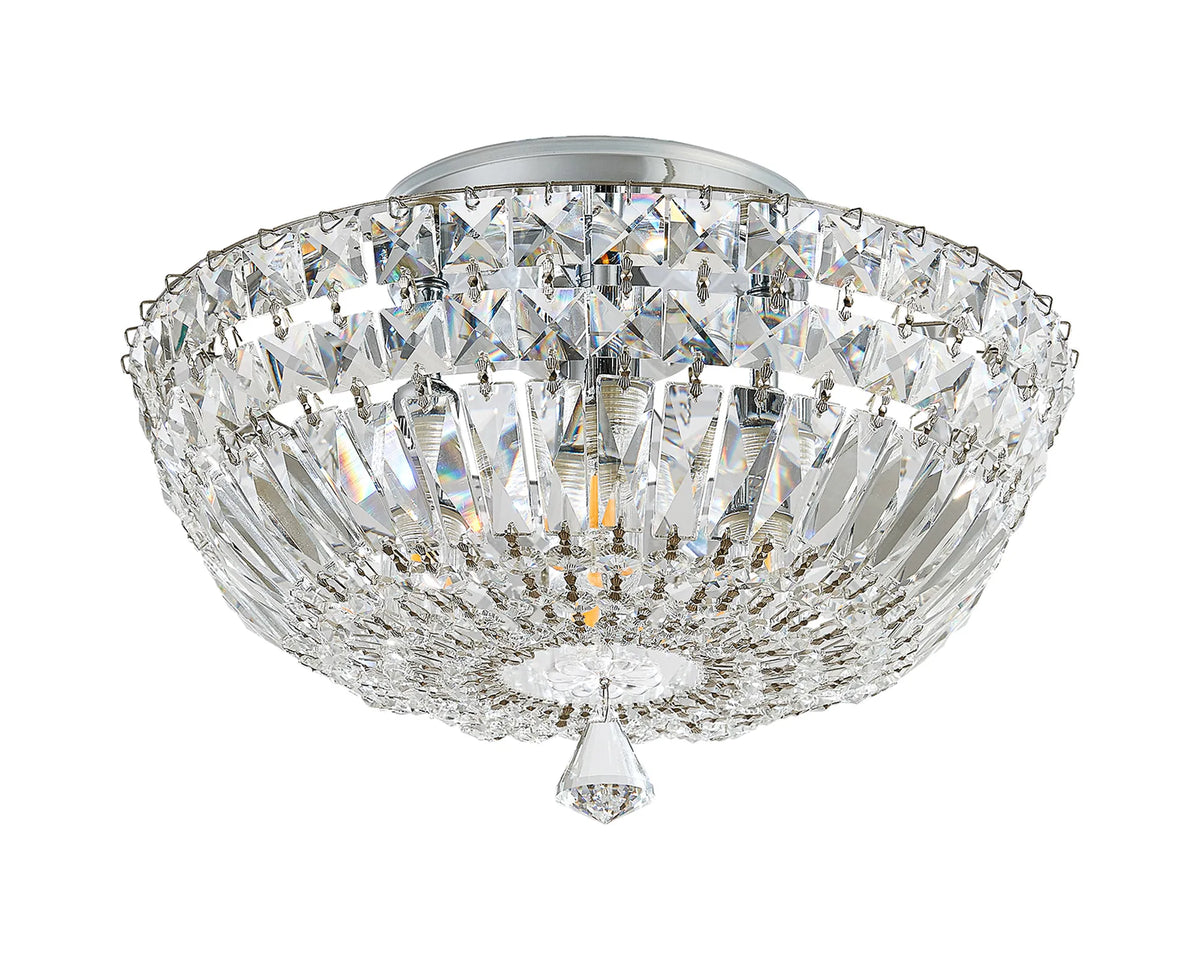 Fabula Cora Flush Ceiling Light – 31 cm – Polished Chrome & Crystal – IP44