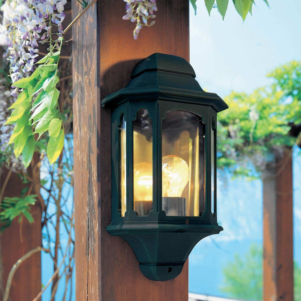 Elstead Chapel Single Small Half Lantern - Black