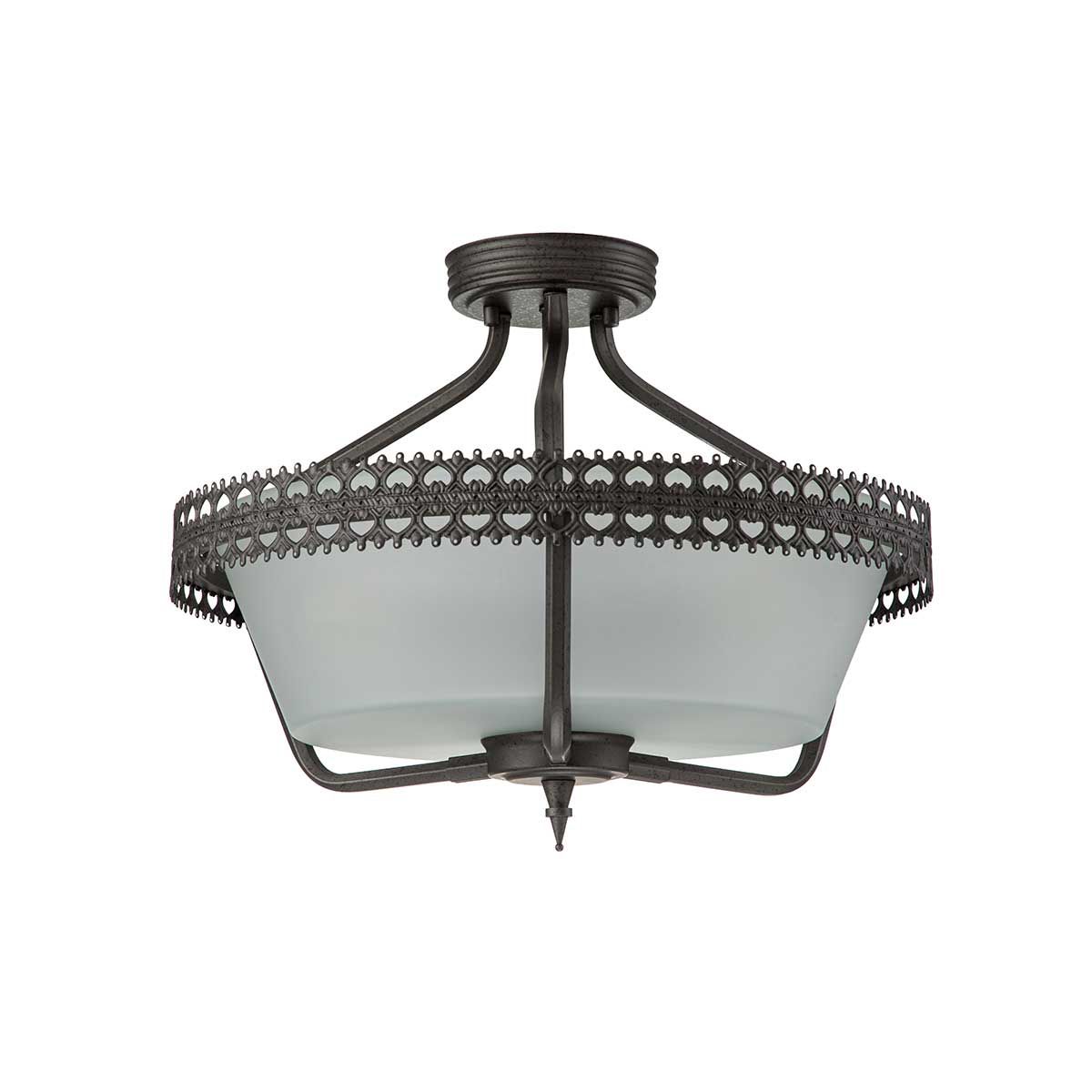 Elstead Crown 3 Light Semi-Flush/Pendant - Iron Gate